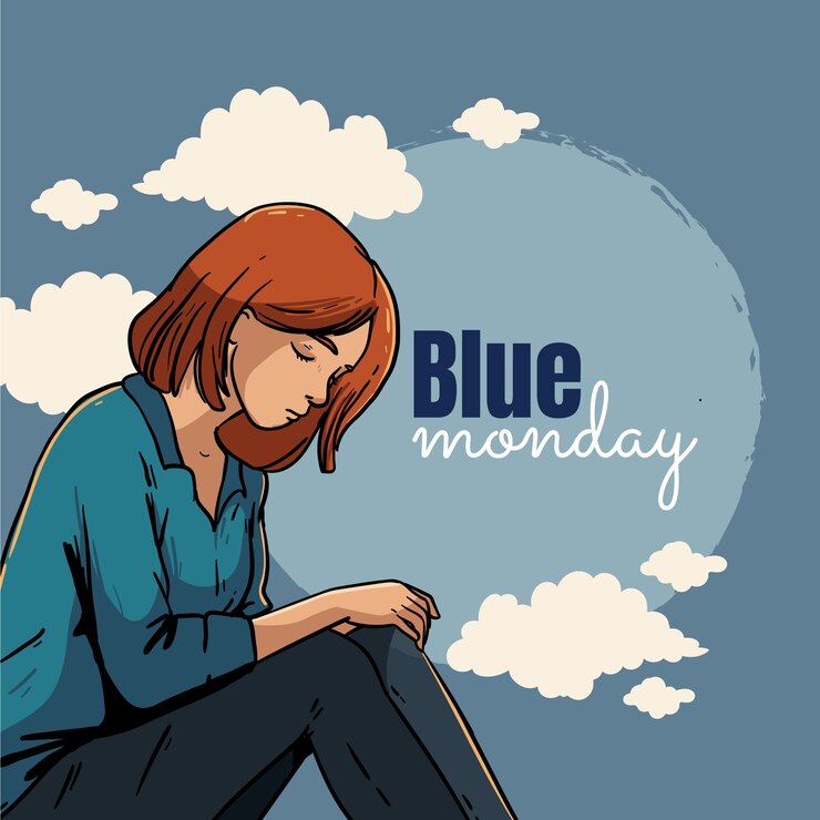Vetor grátis ilustração desenhada à mão para blue monday