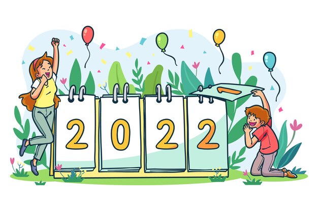Ilustração desenhada à mão para mudar o ano