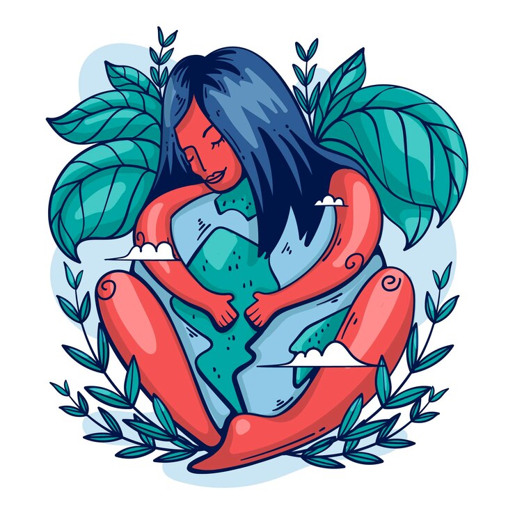 Vetor grátis ilustração desenhada à mão para o dia da mãe terra