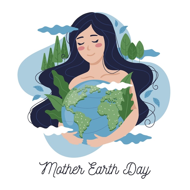 Ilustração desenhada à mão para o Dia da Mãe Terra