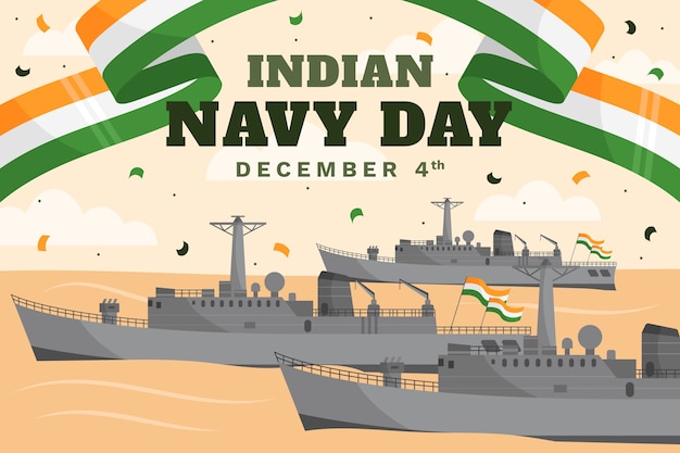 Vetor grátis ilustração desenhada à mão para o dia da marinha indiana