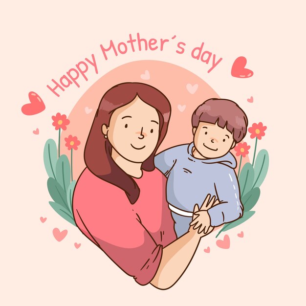 Ilustração desenhada à mão para o dia das mães