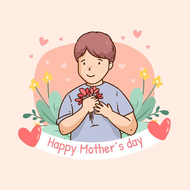Ilustração desenhada à mão para o dia das mães