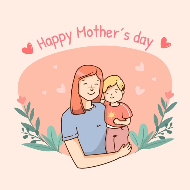 Ilustração desenhada à mão para o dia das mães