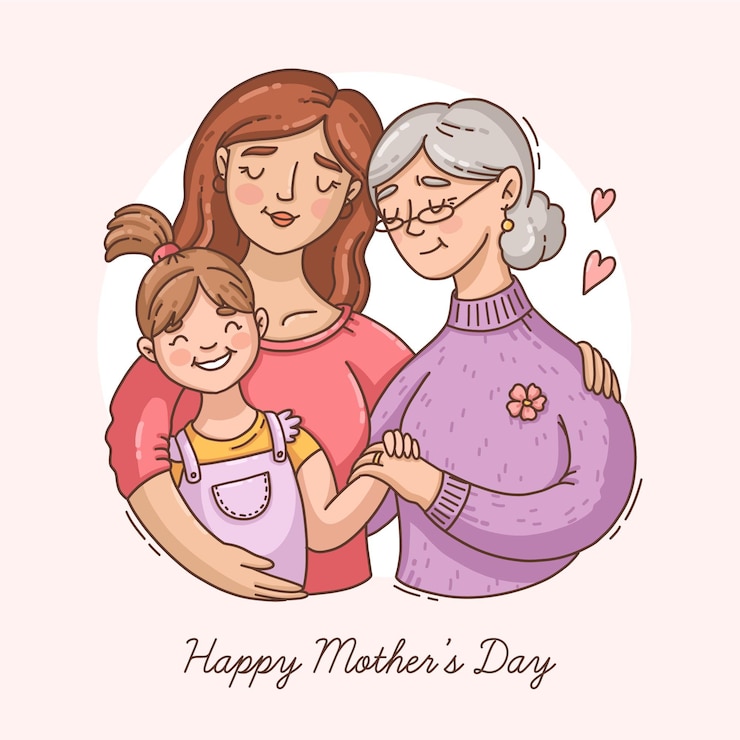 Vetor grátis ilustração desenhada à mão para o dia das mães