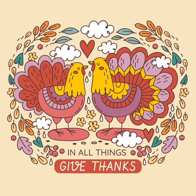 Ilustração desenhada à mão para o Dia de Ação de Graças
