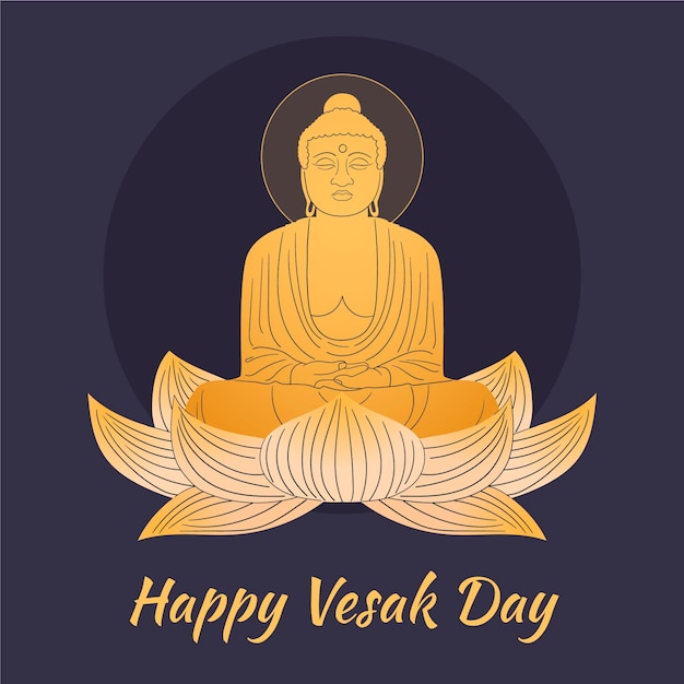 Vetor grátis ilustração desenhada à mão para o dia de vesak