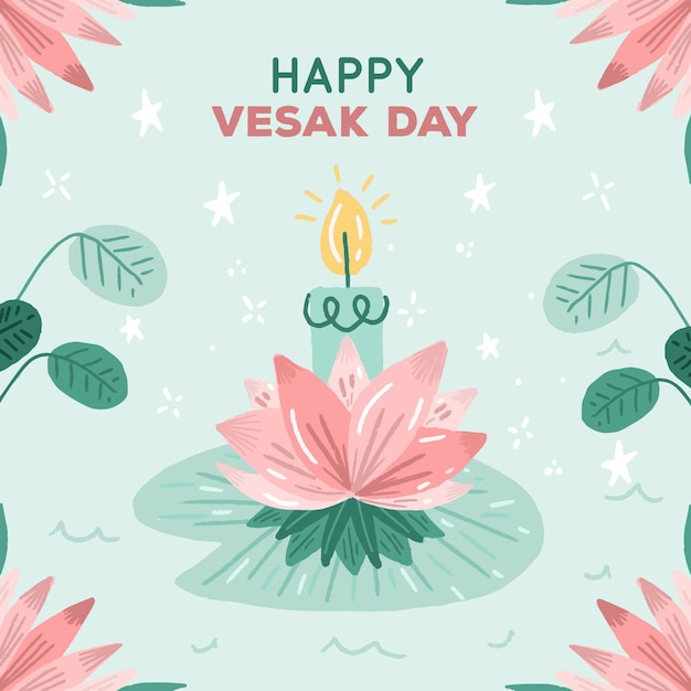 Ilustração desenhada à mão para o dia de vesak