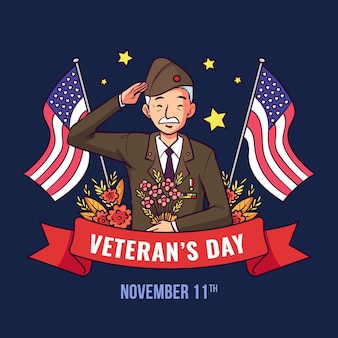 Ilustração desenhada à mão para o dia do veterano