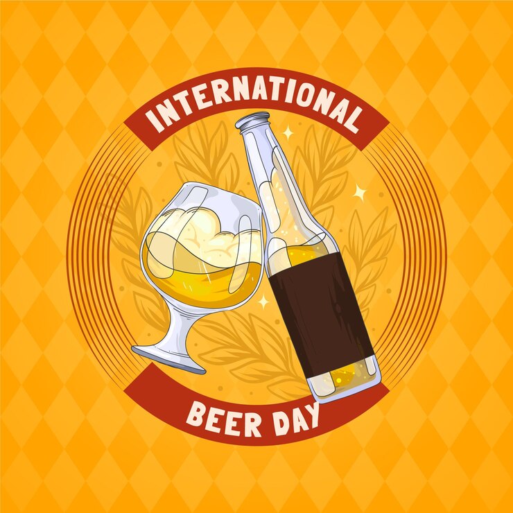 Vetor grátis ilustração desenhada à mão para o dia internacional da cerveja