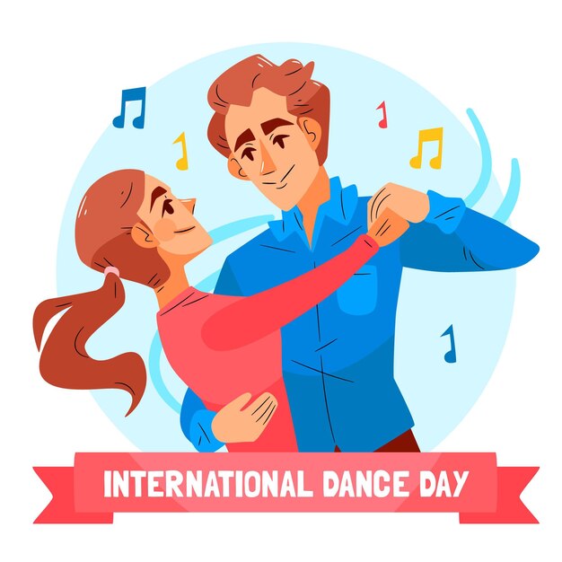 Ilustração desenhada à mão para o dia internacional da dança