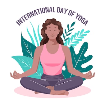 Ilustração desenhada à mão para o dia internacional da ioga