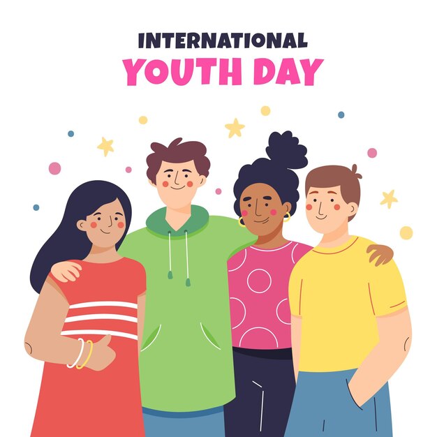 Ilustração desenhada à mão para o dia internacional da juventude