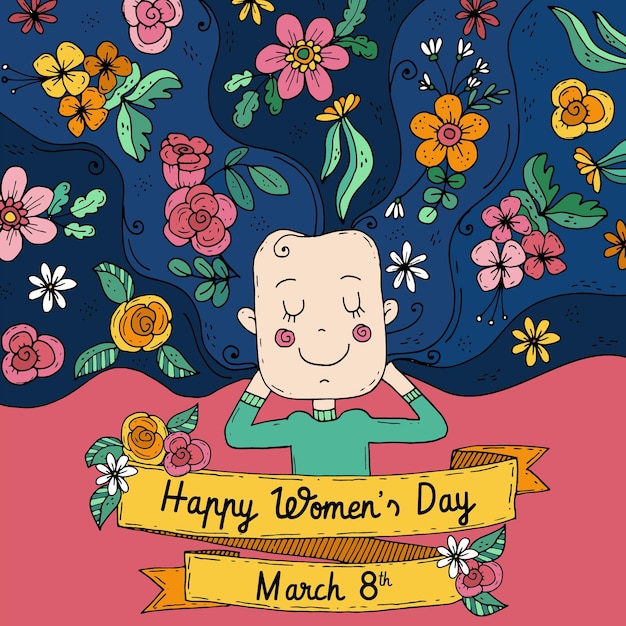 Ilustração desenhada à mão para o dia internacional da mulher