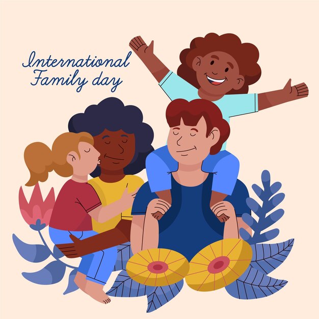 Vetor grátis ilustração desenhada à mão para o dia internacional das famílias
