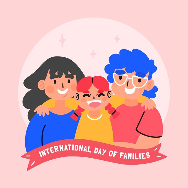 Ilustração desenhada à mão para o Dia Internacional das Famílias