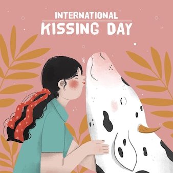 Ilustração desenhada à mão para o dia internacional do beijo