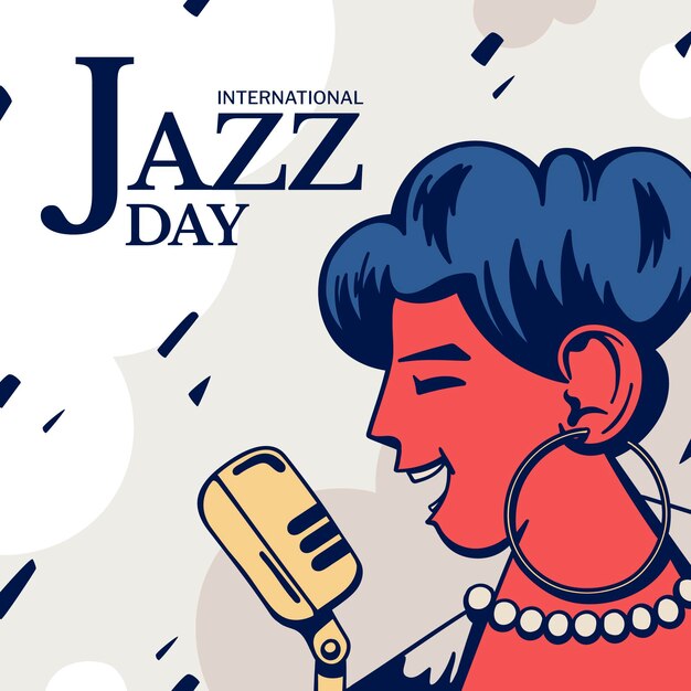 Ilustração desenhada à mão para o dia internacional do jazz