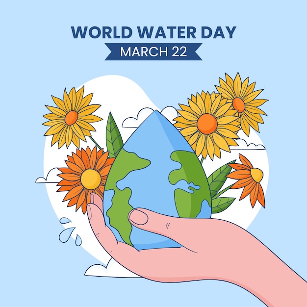 Vetor grátis ilustração desenhada à mão para o dia mundial da água