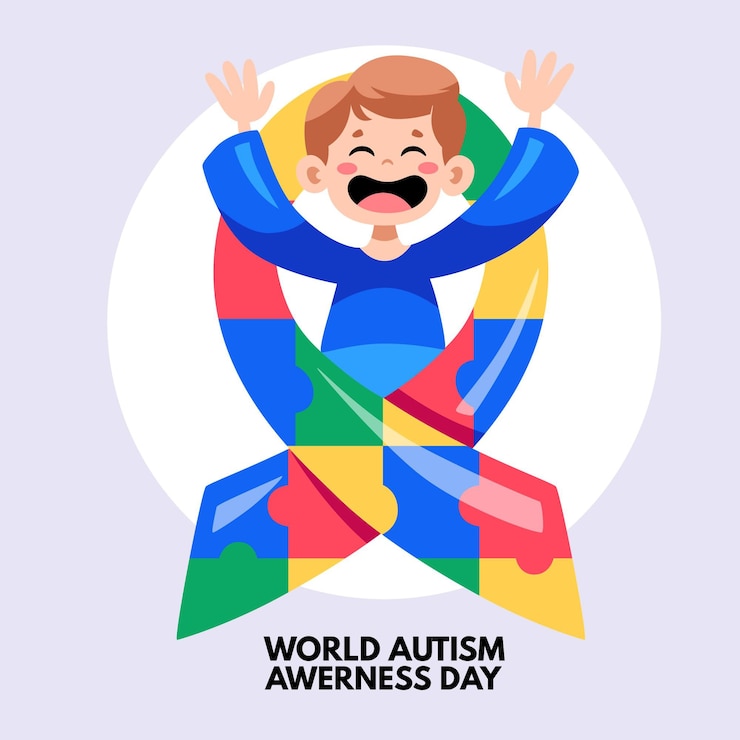 Vetor grátis ilustração desenhada à mão para o dia mundial da conscientização do autismo com peças do quebra-cabeça