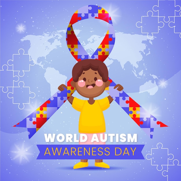 Vetor grátis ilustração desenhada à mão para o dia mundial da conscientização do autismo