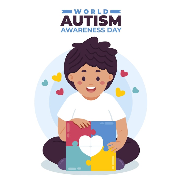 Vetor grátis ilustração desenhada à mão para o dia mundial da conscientização do autismo