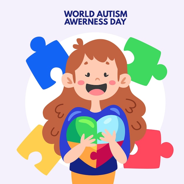 Ilustração desenhada à mão para o dia mundial da conscientização do autismo