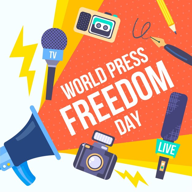 Ilustração desenhada à mão para o Dia Mundial da Liberdade de Imprensa
