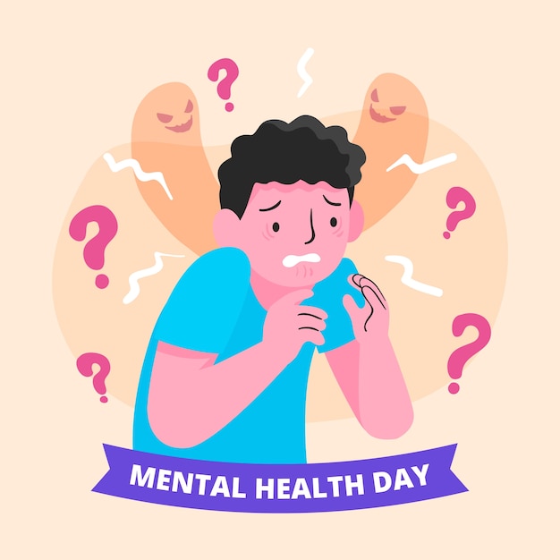 Ilustração desenhada à mão para o Dia Mundial da Saúde Mental
