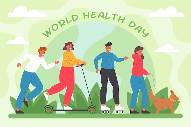 Ilustração desenhada à mão para o Dia Mundial da Saúde