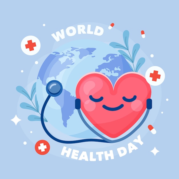 Vetor grátis ilustração desenhada à mão para o dia mundial da saúde