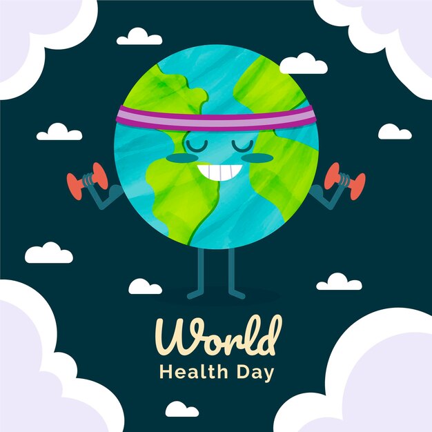 Ilustração desenhada à mão para o Dia Mundial da Saúde