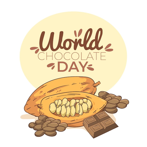 Ilustração desenhada à mão para o dia mundial do chocolate