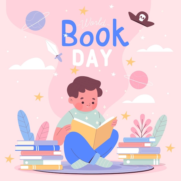 Ilustração desenhada à mão para o dia mundial do livro