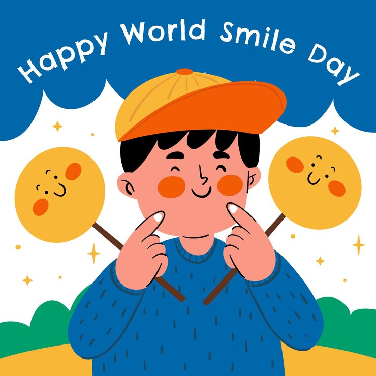 Vetor grátis ilustração desenhada à mão para o dia mundial do sorriso