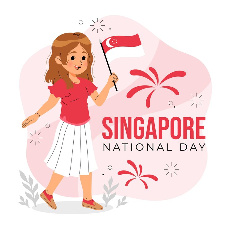 Vetor grátis ilustração desenhada à mão para o dia nacional de singapura