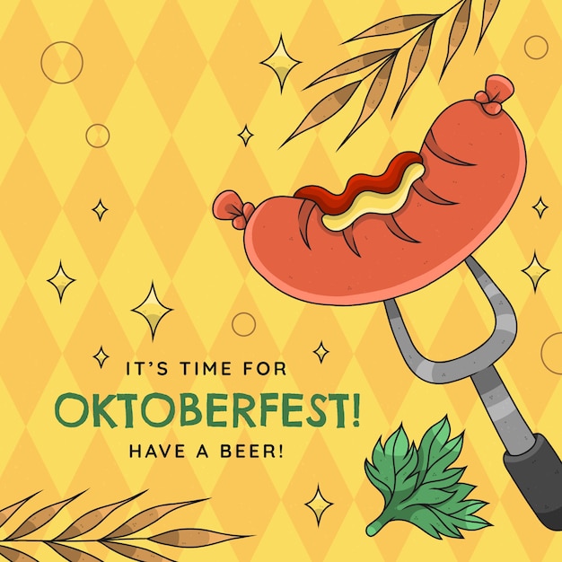 Vetor grátis ilustração desenhada à mão para o festival de cerveja oktoberfest