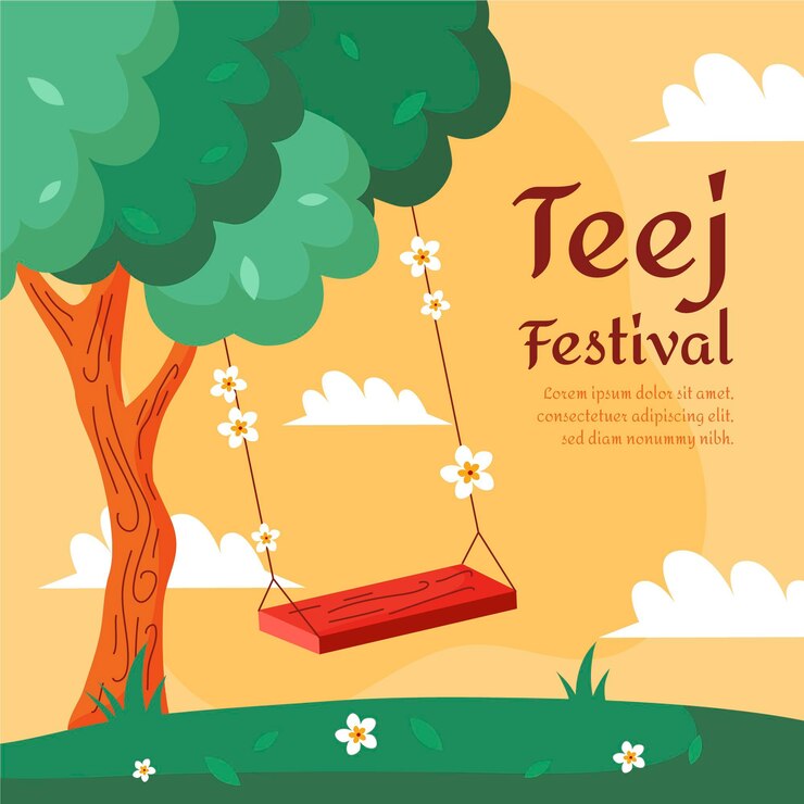 Vetor grátis ilustração desenhada à mão para o festival teej
