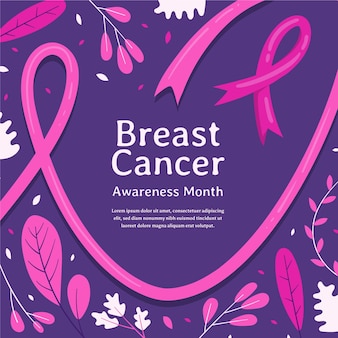 Ilustração desenhada à mão para o mês de conscientização do câncer de mama