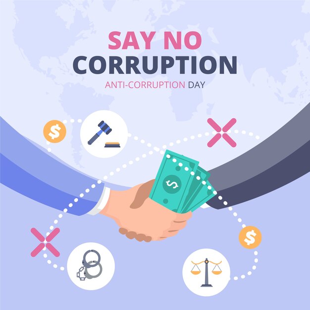 Ilustração desenhada à mão plana anti-corrupção