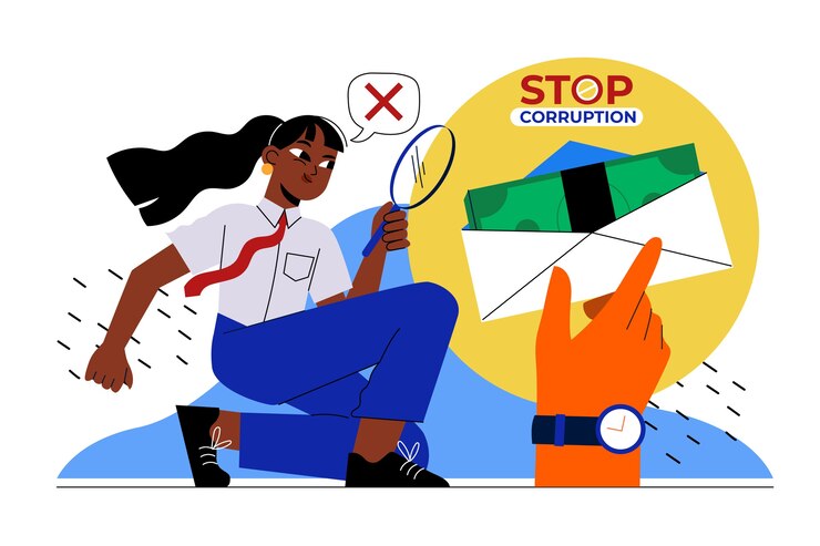 Vetor grátis ilustração desenhada à mão plana anti-corrupção