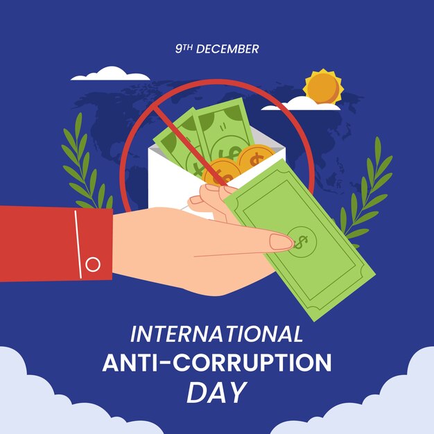 Ilustração desenhada à mão plana anti-corrupção
