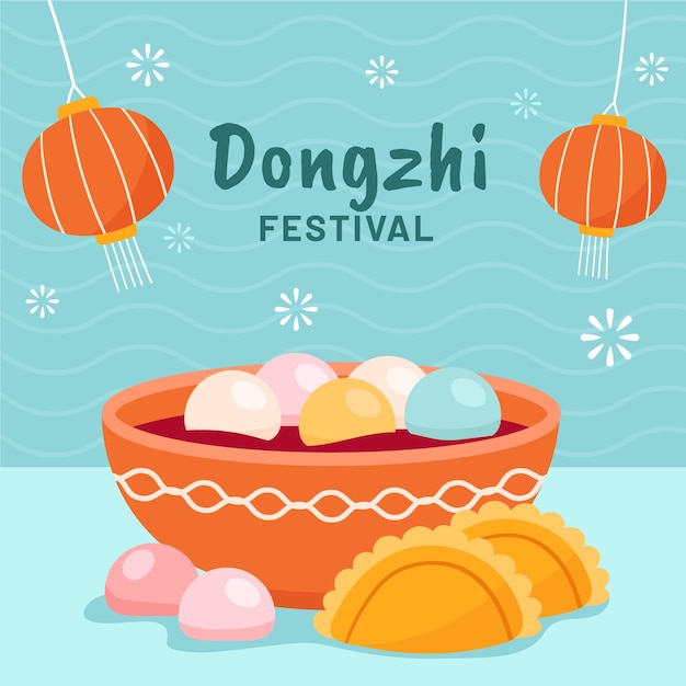 Vetor grátis ilustração desenhada à mão plana do festival dongzhi