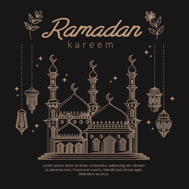 Ilustração desenhada à mão ramadan kareem