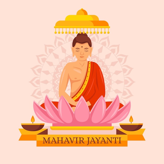 Ilustração detalhada de mahavir jayanti