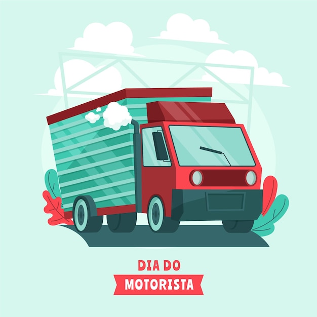 Ilustração Dia do Motorista com Caminhão