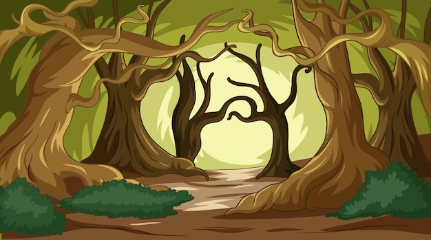 Vetor grátis ilustração do caminho da floresta encantada