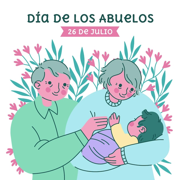 Vetor grátis ilustração do cartoon dia de los abuelos