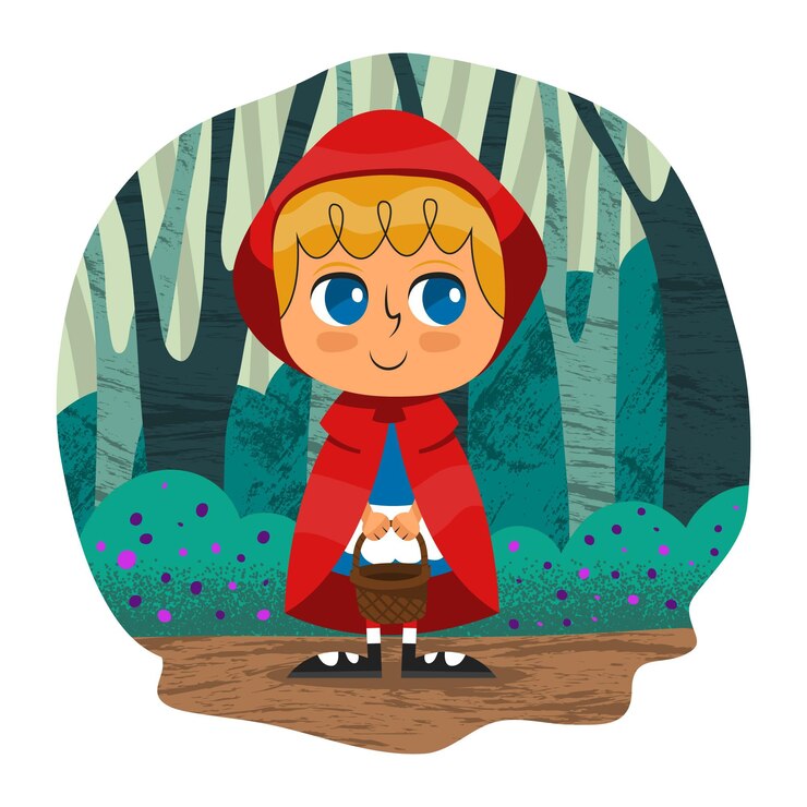 Vetor grátis ilustração do chapeuzinho vermelho dos desenhos animados