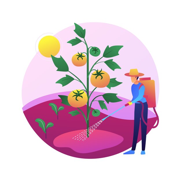 Ilustração do conceito abstrato de controle de ervas daninhas. Manutenção de jardinagem, controle de pragas, produtos químicos em spray, herbicida, serviço de cuidado de gramado, herbicida e pesticida.
